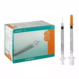 B.Braun Omnican 100 Шприц трехкомпонентный 1 мл, U100, интегрированная игла 30G (0,30 х 12,0 мм)